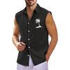 Men's Summer Hawaiian Print Sleeveless Shirt Men's Loose Lapel Sleeveless Button Shirt