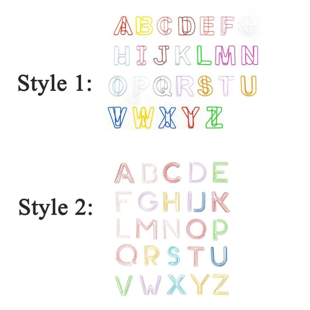 26pcs Hollow Letter Paper Clips Bookmark Photo Tickets Holder Colorful Paper Clamps  School