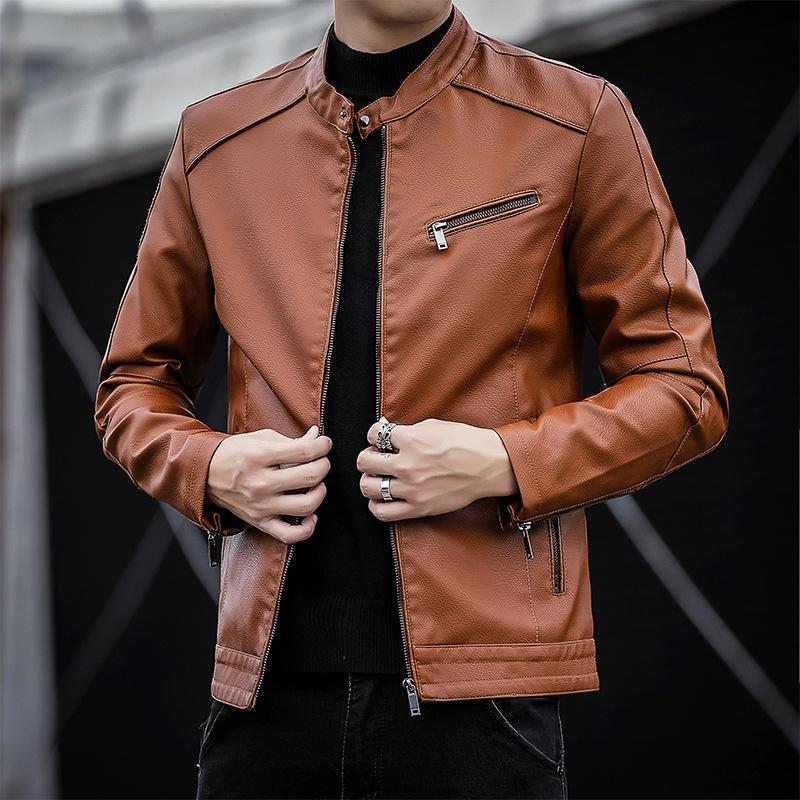 

Повседневная кожаная мужская мотоциклетная куртка в корейском стиле Slim Fit зеленая мужская куртка из искусственной кожи Super M