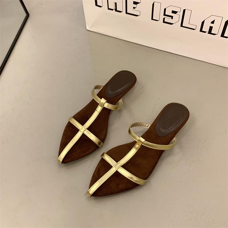 Fashion trendy slope heel cool slippers shoes women's shoes summer gold sandals high heels