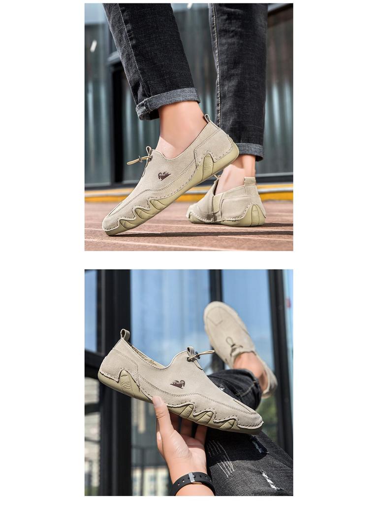 Cross-Border Octopus Plus Size Men's Genuine Leather Low-Top Casual Bean Shoes