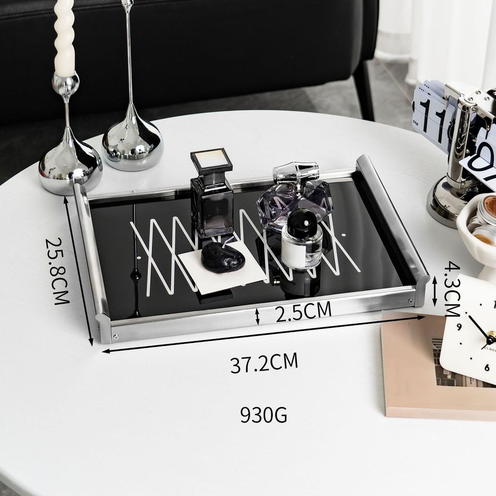 Modern Stainless Steel & Acrylic Aromatherapy Tray, Luxury Desktop Storage Organizer, High-End Decorative Ornament for Home