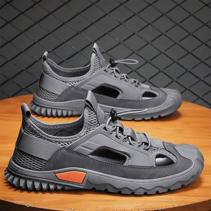 

New Men s Sandals Good Quality Beach Shoes Men Summer Breathable British Style Sandals Male New Roman Sandals Men Large 39 серый