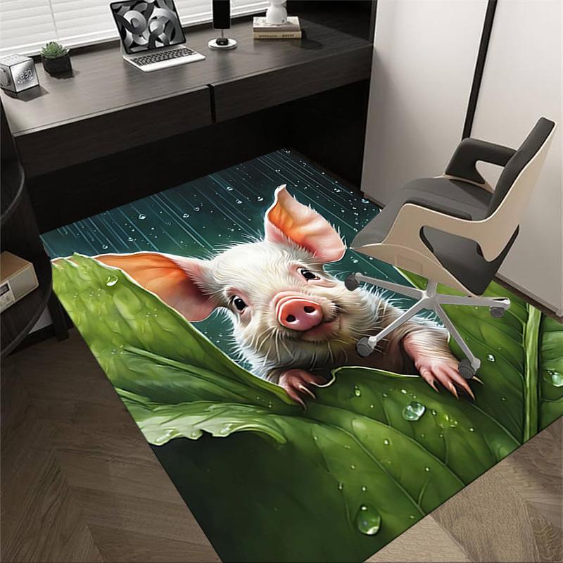 

1PC piglet rain Non-Slip Floor Carpet Compatible for Office&Living Room&Bedroom&Dining room - Flat-Weave Machine-W300 60cm by 90cm