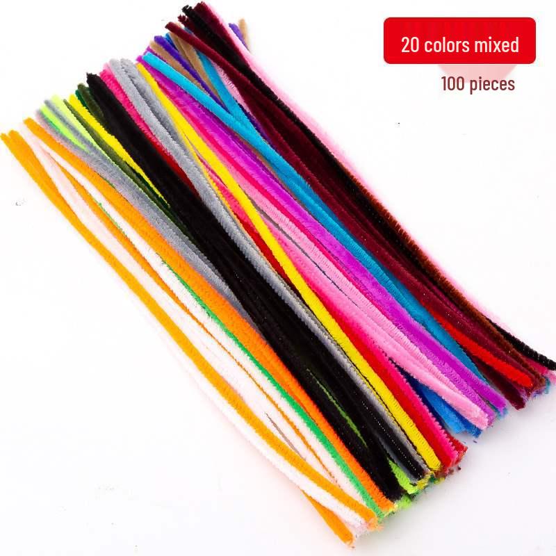 Encrypted Pipe Cleaners: Dense, Thickened 8mm White Strips with Mixed Colors for Handmade DIY Bouquets