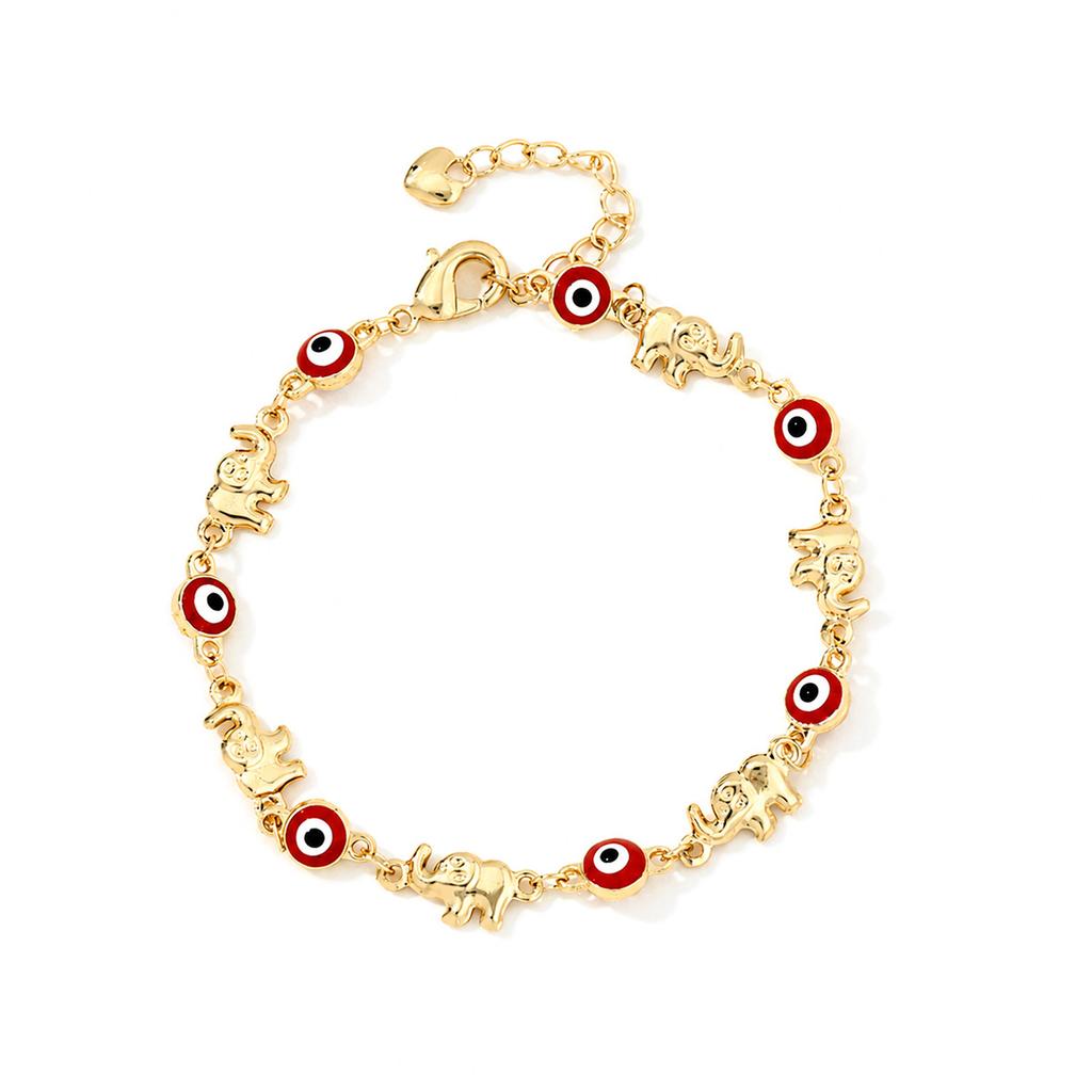 Hot Sale Bohemian Wind Devil's Eye Baby Elephant Copper Bracelet Female Cartoon Fun Jewelry Holiday Jewelry