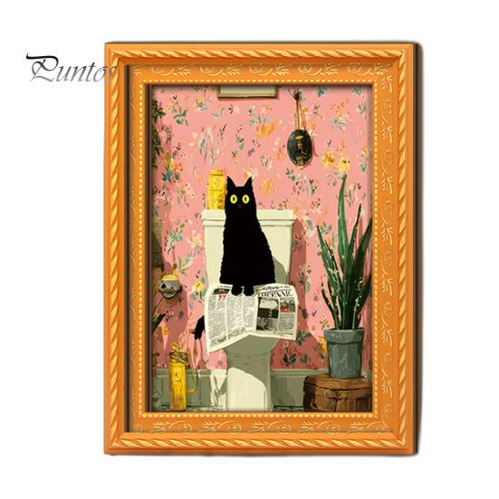 Magnetic Picture Frames for Refrigerator Funny Wooden Fridge Magnets Frame, Retro Cute Cat Pattern Decorative Photos Locker Magnet Photo Holder