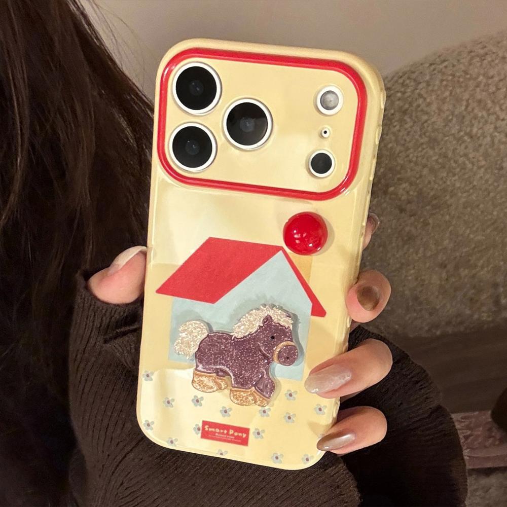Hongri Pony Mobile Phone Case Iphone17promax Is Suitable for Apple 16 Three-dimensional Cartoon 15 National Style 13 Soft Cover 11