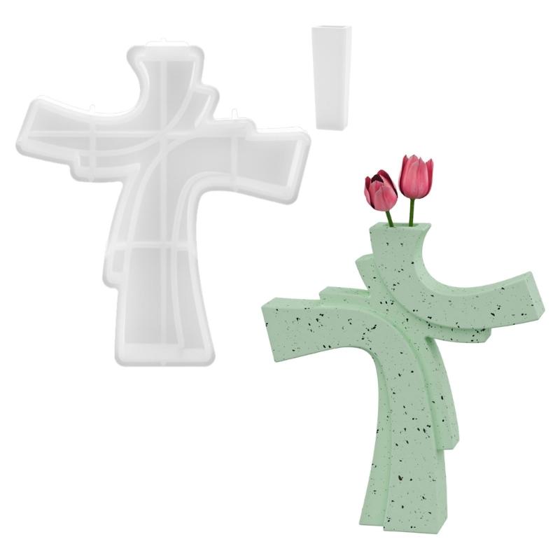 

Silicone Crucifix Vase Pen Holder Casting Mold Religious Crafts Casting Tool DIY Home Decoration Religious Present 1