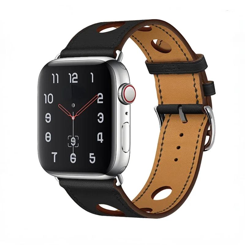 Genuine Leather Bracelet Strap For Apple Watch Band 45mm 49mm 41mm 44mm 42mm 46mm Leather Wristband iWatch Ultra 11 10 9 8 7 6 5