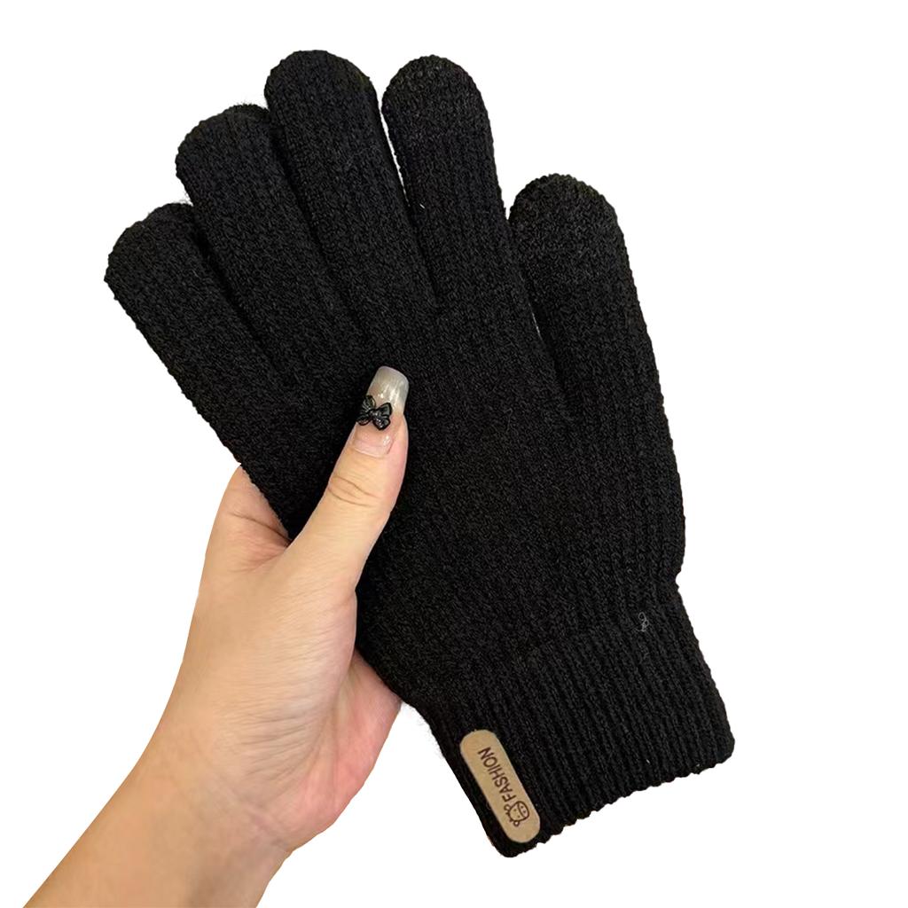 Gloves for Women In Winter, Thickened Cotton for Warmth Knit Gloves Cuff Warm Gloves Autumn Winter Soft Coldproof Touchscreen Gloves