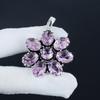 Pink Kunzite Gemstone Silver Flower Pendant In 925 Sterling Silver - Handmade Pear Design, Everyday Wear Jewelry Wadding Gift