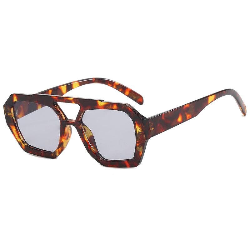 

Square Men s Sunglasses Retro Double Bridge Leopard Sunglasses Women Ins Trendy Sunglasses Personalized Outdoor Sunglasses UV400