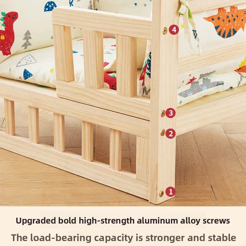 Elevated Solid Wood Pet Bed 4-Season Breathable Dog Kennel Ground Moisture-proof House for Small Dog & Cat Indoor Pet Furniture