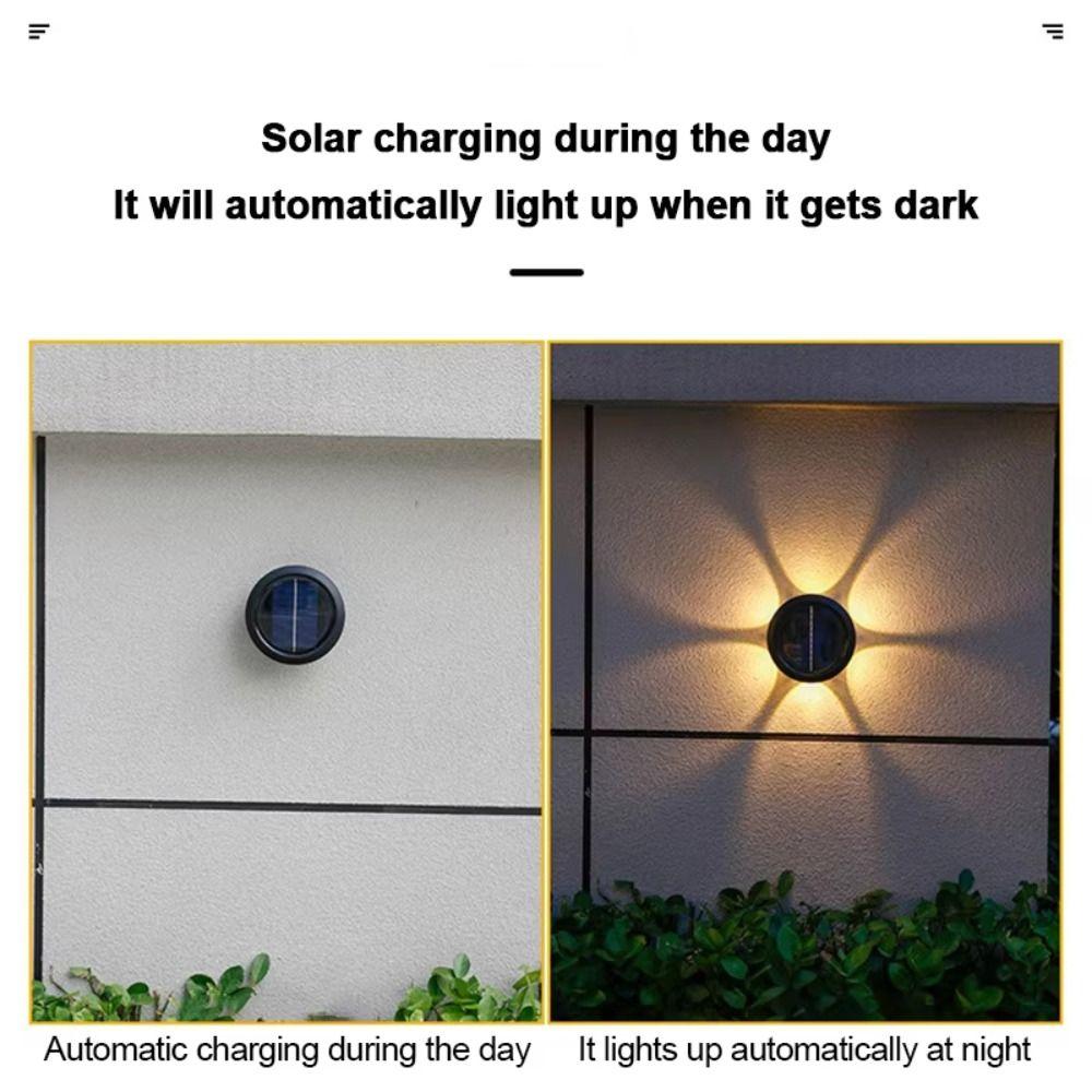 Waterproof Solar Wall Lights Atmosphere Super Bright Courtyard Lights Round Sunscreen LED Wall Wash Light Outdoor Lighting