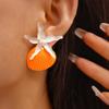 Scallop Shell Drop Earrings Bohemian Starfish Pendant Earrings Retro Starfish Stud Earrings  Girl