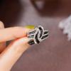 Huian Black Enamel Rings 2023 New Shiny White Cubic Zirconia Luxury Women Finger Accessories for Party Vintage Female Jewelry
