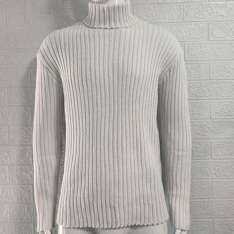

2025 Solid Color Slim Fit Knitted Top Sweater MEN S Clothing White L