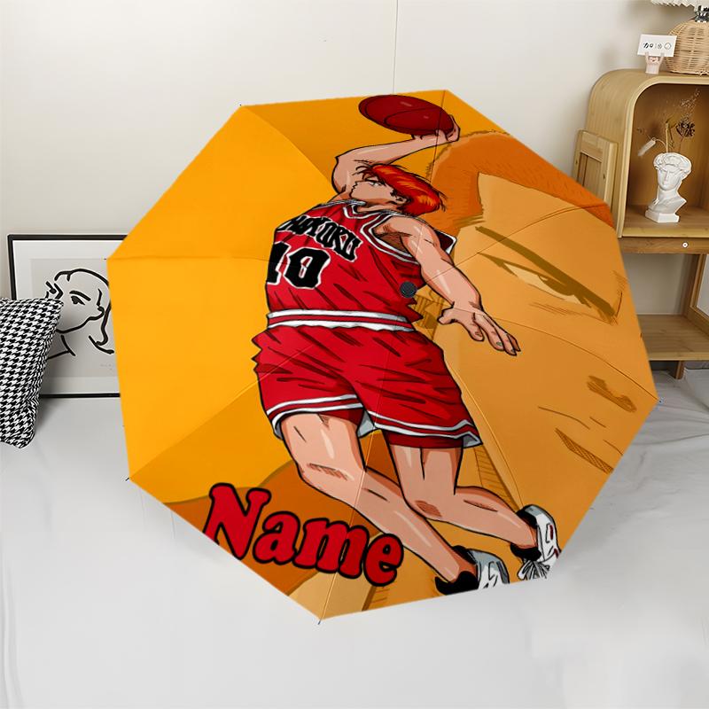 Custom Name Slam Dunk Theme Automatic Umbrella, Lightweight & Portable, 8 Rib, Perfect for Outdoor Travel, Birthdays, Christmas, Gifts.