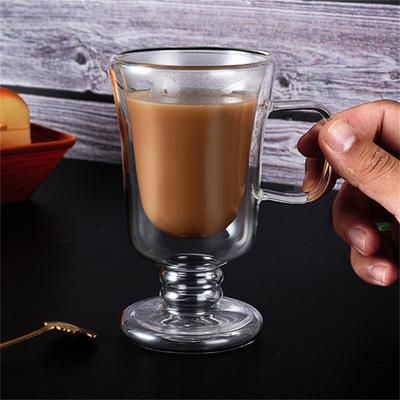 Tasse en Verre à Double Paroi pour Café Irlandais Tasse à Bulles pour Thé à Bulles Milkshake Coupe à Glace avec Poignée Verre à Lait Jus de Fruits