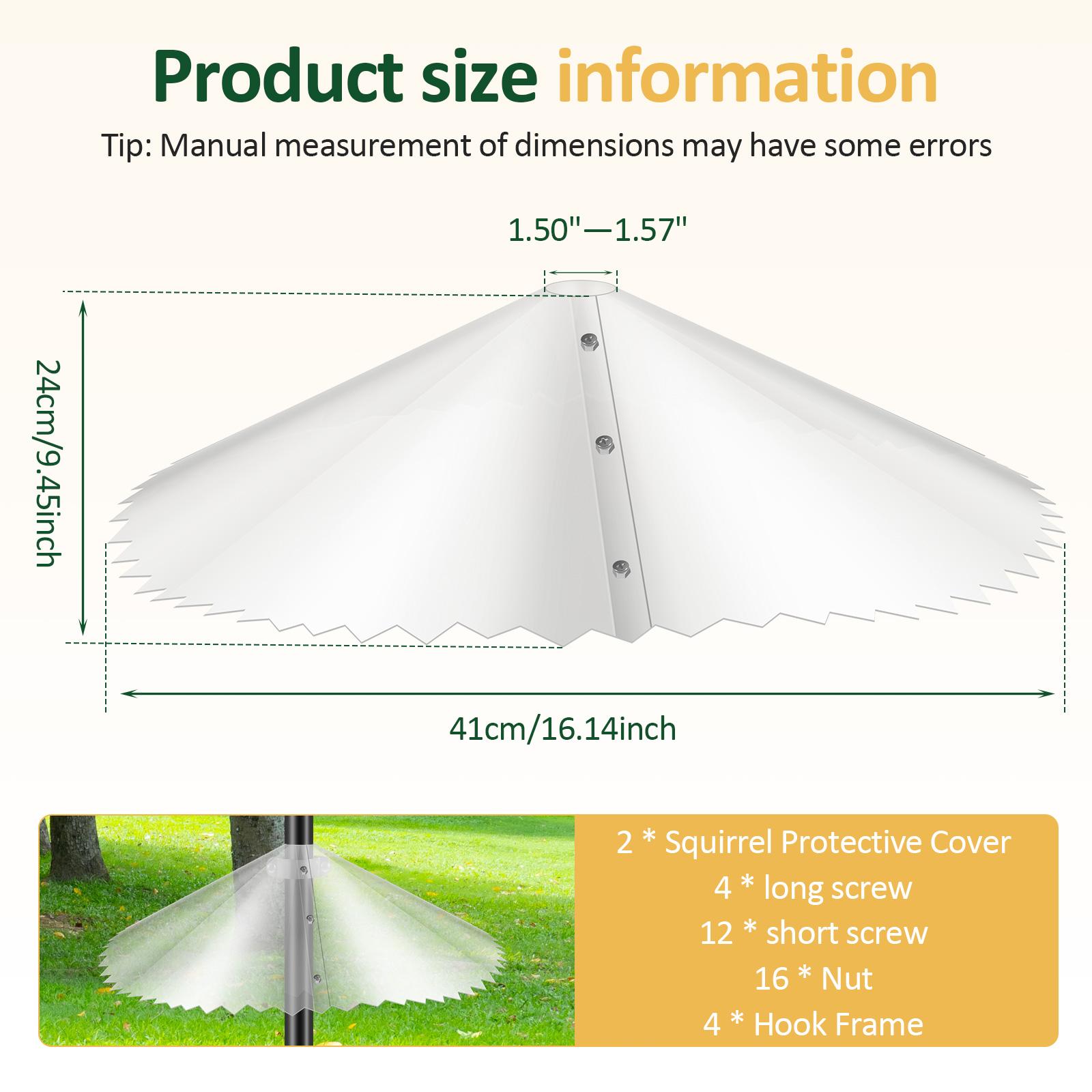 

2Pcs Squirrel Baffle PET Transparent Bird Feeder Baffle with Serrated Edge Outdoor Squirrel Proof Baffle Bird Raising Supplies 2Pcs прозорий