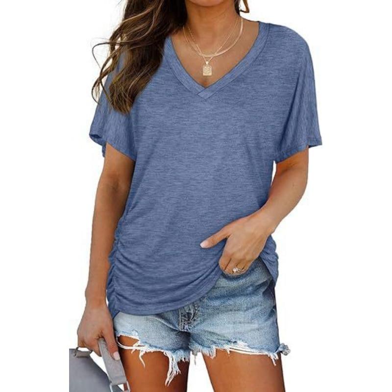 Women's Striped  T-Shirts (women’s) Printed Fashion Gradient Short Sleeved Casual V-neck T-shirt for Women
