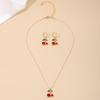 3PCS Cute Cherry Zircon Set Hypoallergenic Necklace and Eearrings Daily & Gift for Women