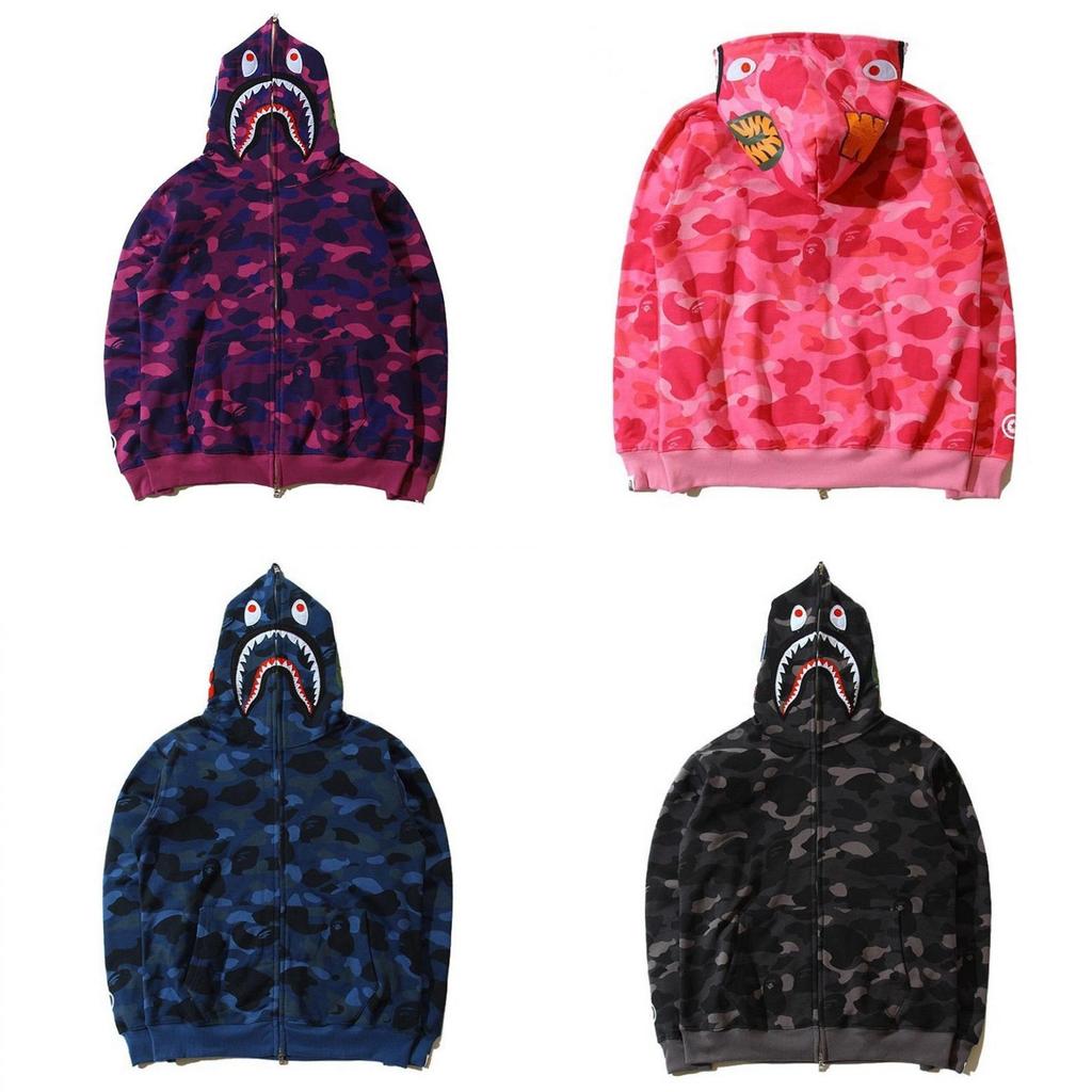 Camouflage Hai-Kopf 3D-Druck Hoodie mit Reißverschluss für Herren Damen Freizeitkleidung