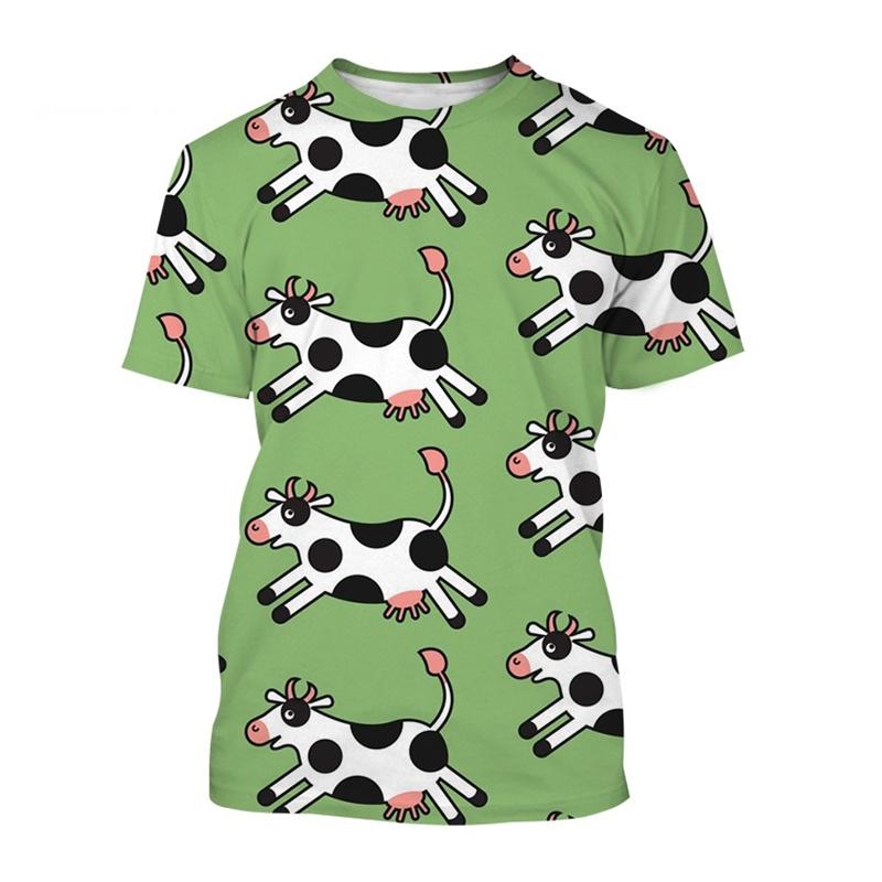 Camiseta Estampada de Vaca 3D Para Hombre Moda Unisex Estilo Harajuku Casual Cuello Redondo Manga Corta Camisetas Tops Ropa para Niños