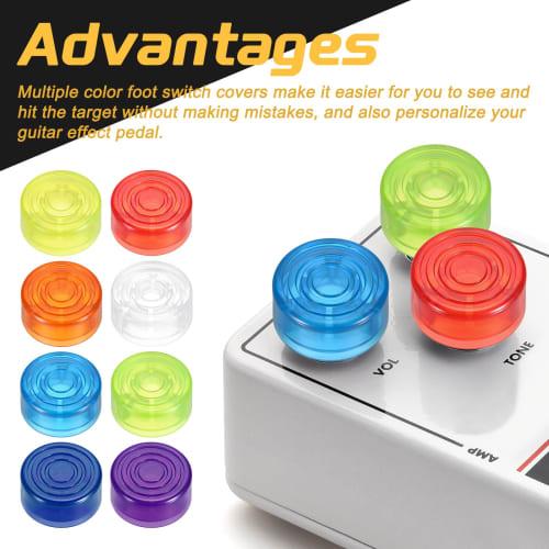 uxcell 10pcs Footswitch Toppers Guitar Pedal Button Caps Plastic Footswitch Top Covers for 3/8 Inch Guitar Effect Pedal Buttons, Red, Green, Blue, Dar