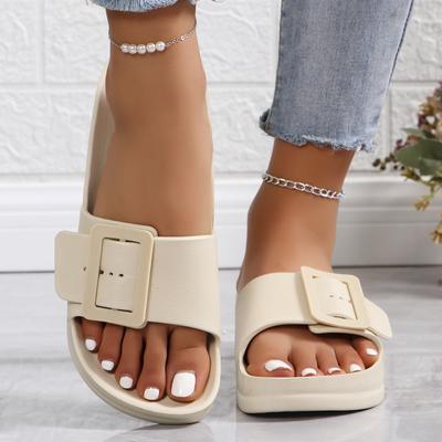 Summer Women Slippers Lightweight Buckle Thick Sole Slip-On Platform Sandals Ladys Soft EVA Outdoor Beach Shoes