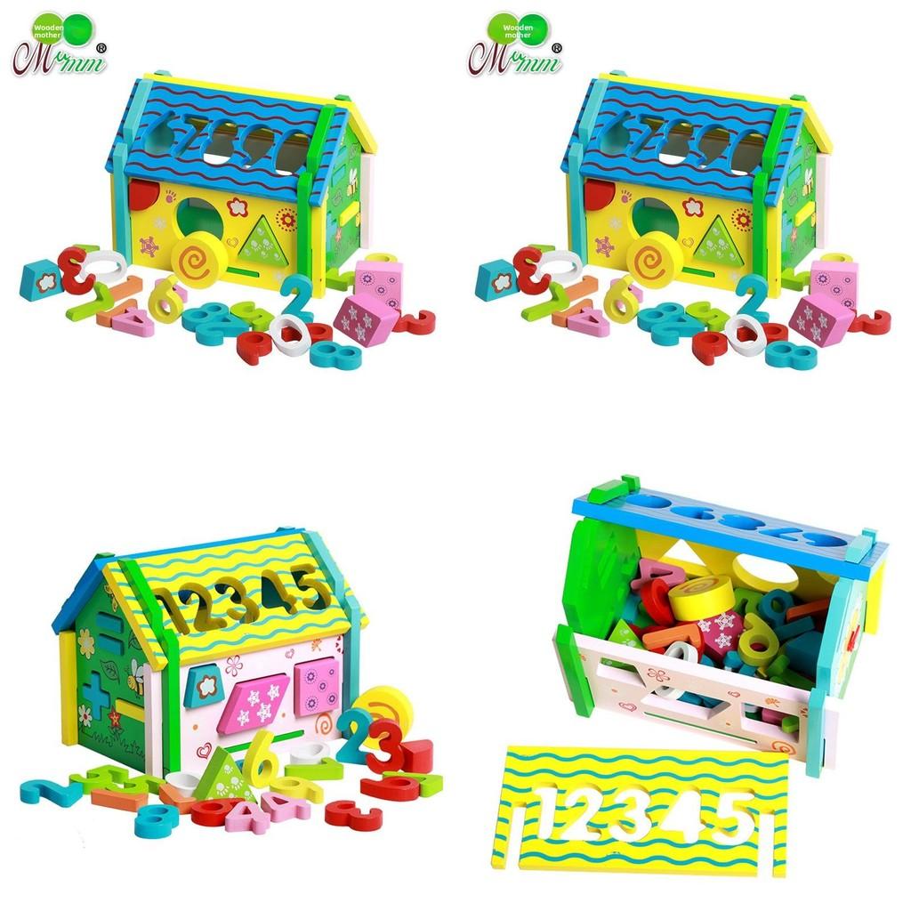 Wooden Educational Toy House With Number Shapes For Early Learning And Cognitive Development