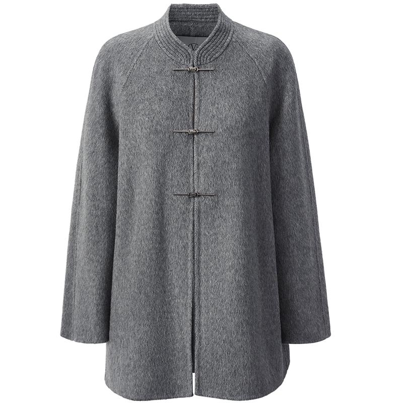 GIOVANNI VALENTINO Women's Winter Wool Blend Round Neck Coat