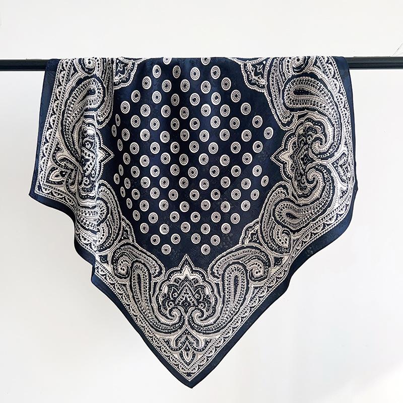 Korean Retro Old Money Wind Cashew Small Square Scarf Summer New Jacquard Silk Scarf Thin Hair Tie Headscarf Scarf