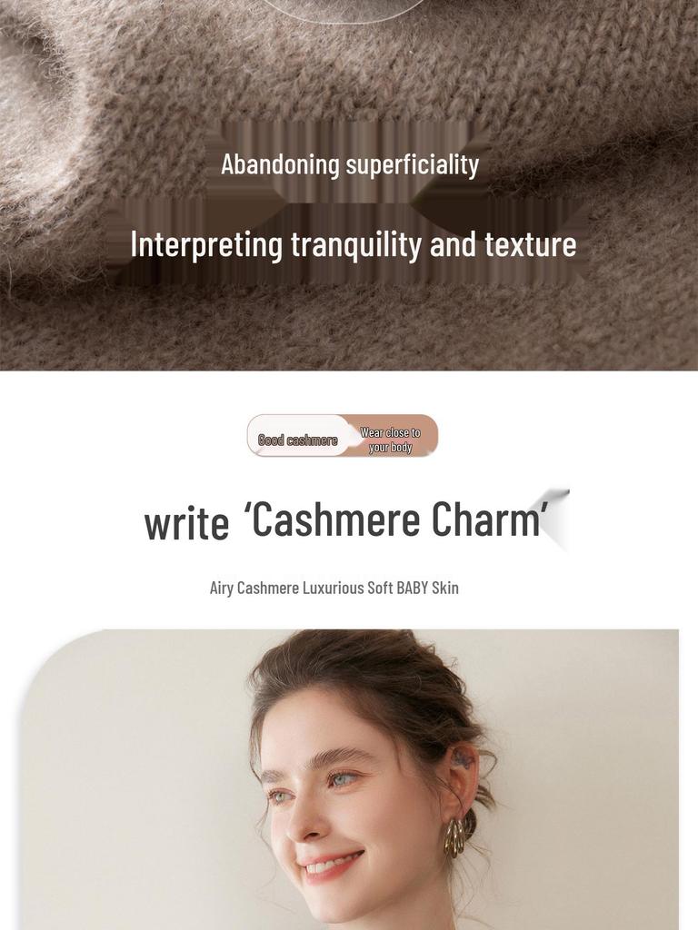 Women's Cashmere Sweater: Autumn/Winter, Round Neck, Loose Fit, Rolled Hem, Versatile Knit Pullover