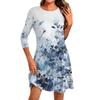 Women's Fashion Casual Print Round Neck Three-quarter Sleeve Short Dress
