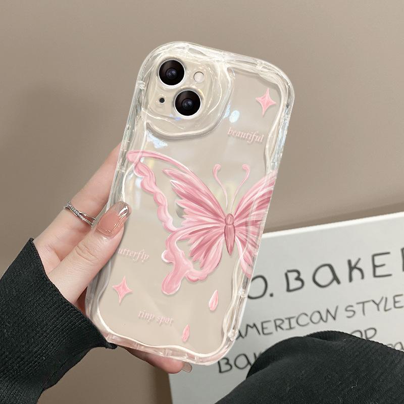 Applicable To Apple 15 Mobile Phone Case IPhone 14 Promax Creative 13 Women's Model 11/12 Pink Butterfly 16/15