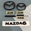 3D ABS Car Front Grille Emblem Tailgate Badge For MAZDA 6 2020 2021 2022 Auto Grille Rear Trunk Black Logo Sticker Accessories