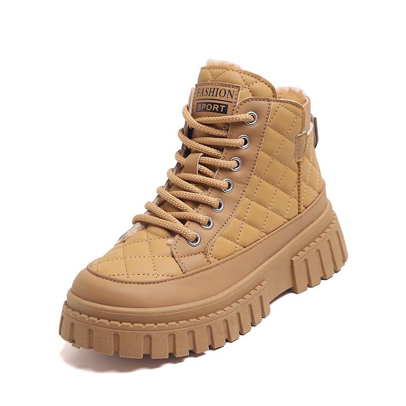 Korean version of platform boots women's 2025 winter velvet warm high-top ins tide student leisure sports cotton shoes Q501