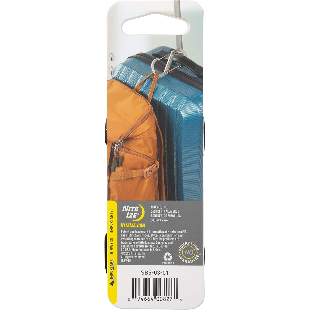 Nite Ize S-Biner Stainless Steel Carabiner #5 Black 3.5 in (8.9 cm) Multi-Use Clip