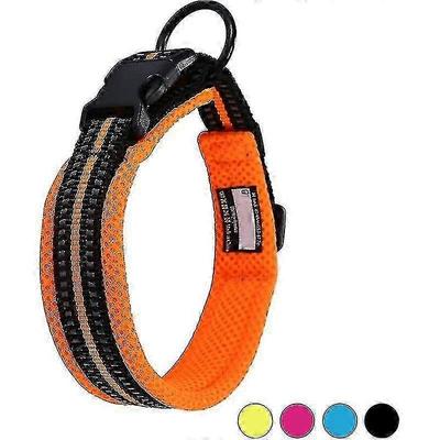 Dog Collar Adjustable Nylon Dog Collar Breathable Reflective Collar, Xs: Length 30-35cm, Orange