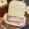 Macaron Color Collision Pencil Case High Aesthetic Value Cute Stationery Box Student Portable Pencil Case Large Capacity Makeup Bag Storage Bag