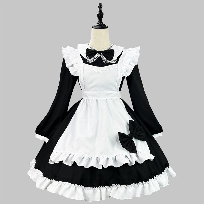 Original Super Cute Japanese-Style Black and White Maid Outfit Cross-Border Long-Sleeve Maid Costume Cosplay Performance Outfit