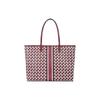 Perry Diamond Pattern Commuter Large Capacity Leather Coated Canvas Tote Bag Shopping Bag Shoulder Bag Women Tote Burgundy 82398-616