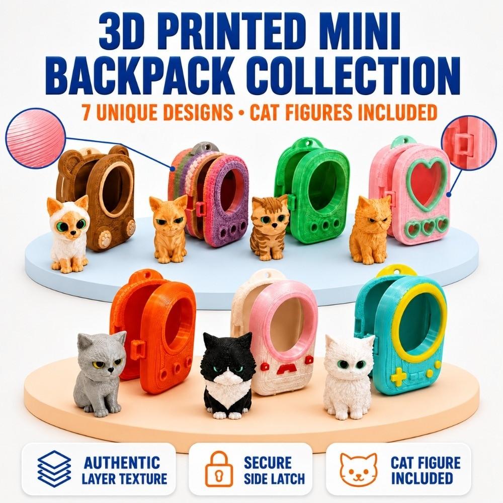 Lightweight Build 3D Printed Keychain Vibrant Shades Trendy Bag Charm Micro Kitten Bag Gifting
