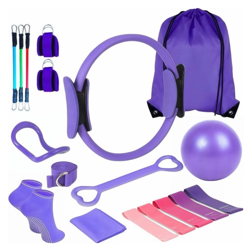 

Pilates Fitness Circles Multifunctional Pilates Circles Legs Exercise Resistance Band for Homes Gym Workouts фіолетовий