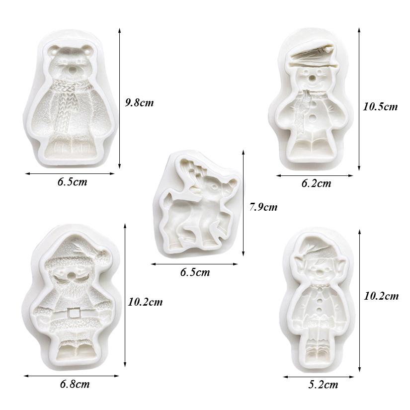 Christmas Snowman Santa Claus Reindeer Silicone Mold Resin Tools Sugarcraft Cupcake Baking Mold Fondant Cake Decorating Tools