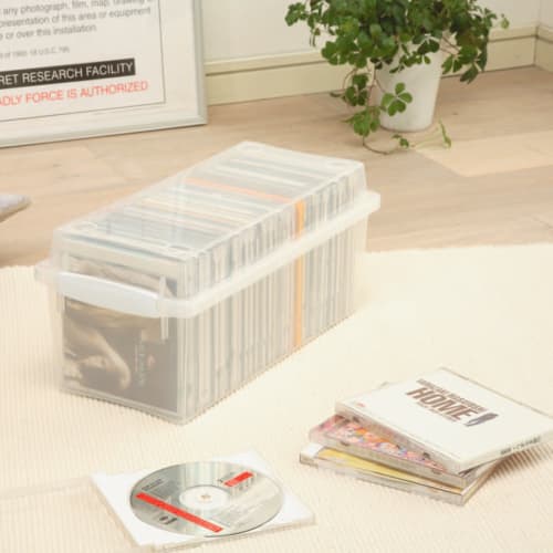 Iris Ohyama Box CD Width 16.4 X Depth 35.3 X Height 15.5cm Clear/White CDB-35