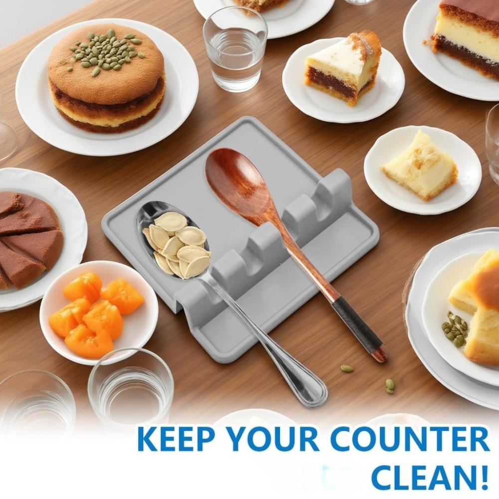 1Pcs Kitchen Silicone Utensil Holder Pad Heat Resistant Spoon Rack Suitable For Dishwasher Cleaning Kitchen Utensils Holder