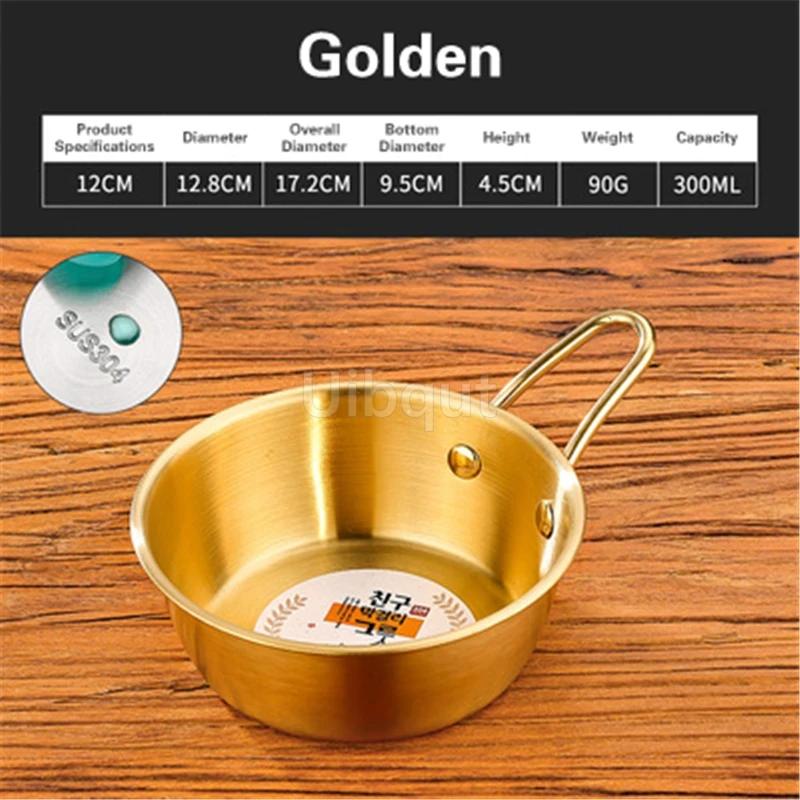 Rice Golden Bowls with Handle Wine Bowl Cooking Basin Seasoning Bowl Noodle Bowl Korean 304 Stainless Steel Rice Wine Bowls